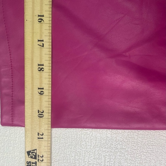 Bratz Coquette Mini Skirt L Barbie Pink Edgy 7” Slit High Waist Zipper Pleather - Picture 7 of 9